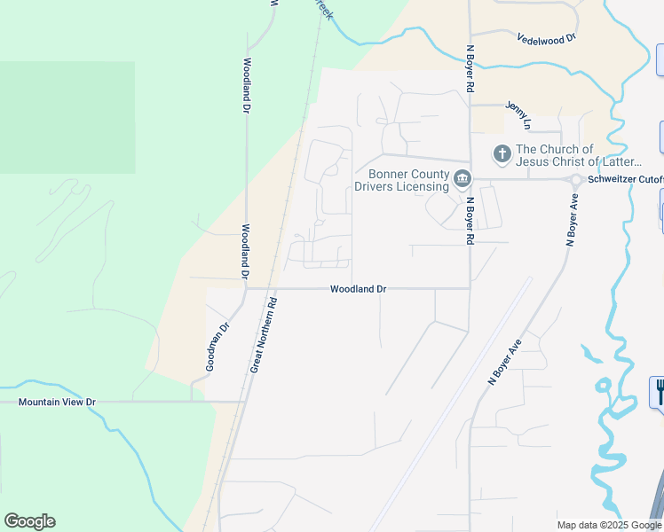 map of restaurants, bars, coffee shops, grocery stores, and more near 4201 Samuelson Avenue in Sandpoint