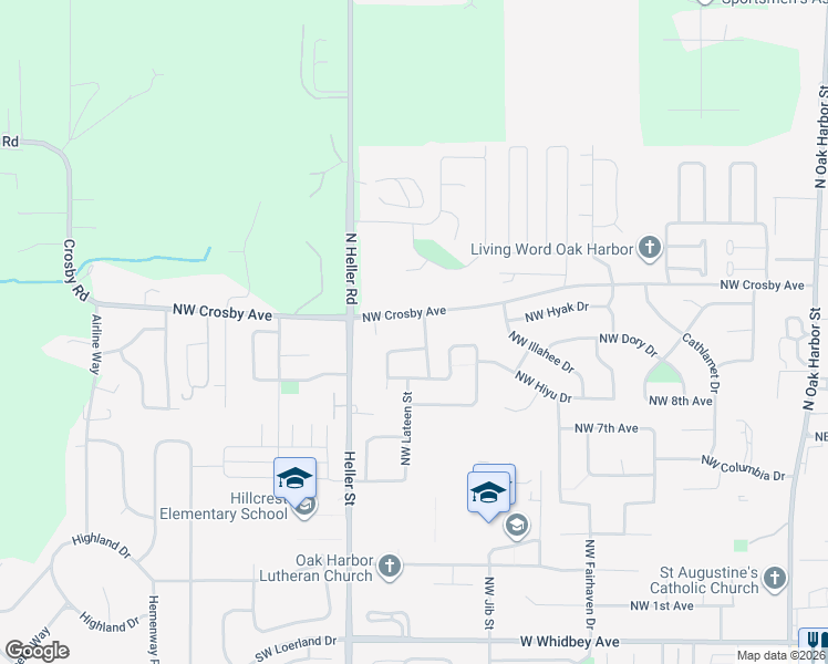 map of restaurants, bars, coffee shops, grocery stores, and more near 1220 Northwest Lofton Loop in Oak Harbor