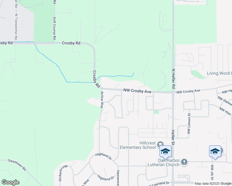map of restaurants, bars, coffee shops, grocery stores, and more near 2028 Northwest Crosby Avenue in Oak Harbor
