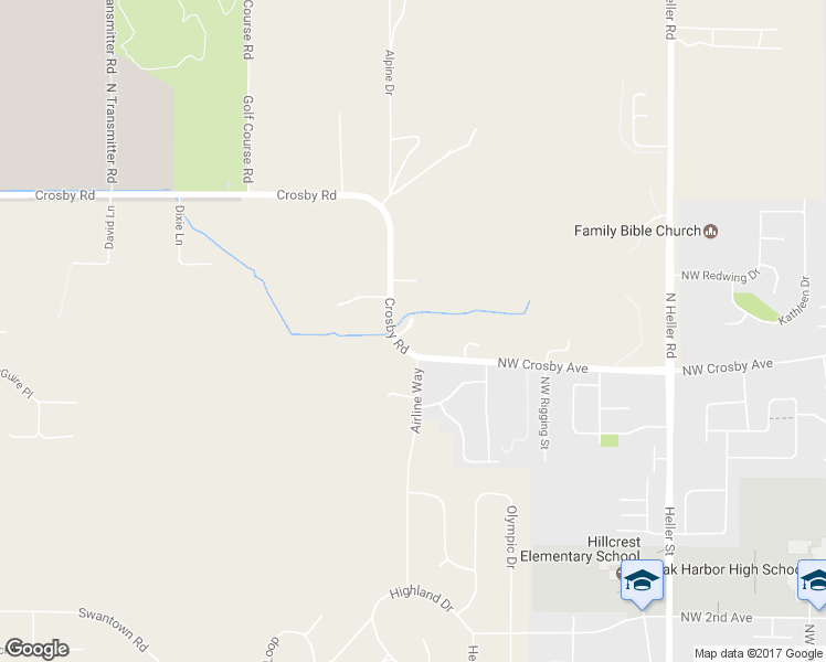 map of restaurants, bars, coffee shops, grocery stores, and more near 1294 Crosby Road in Oak Harbor