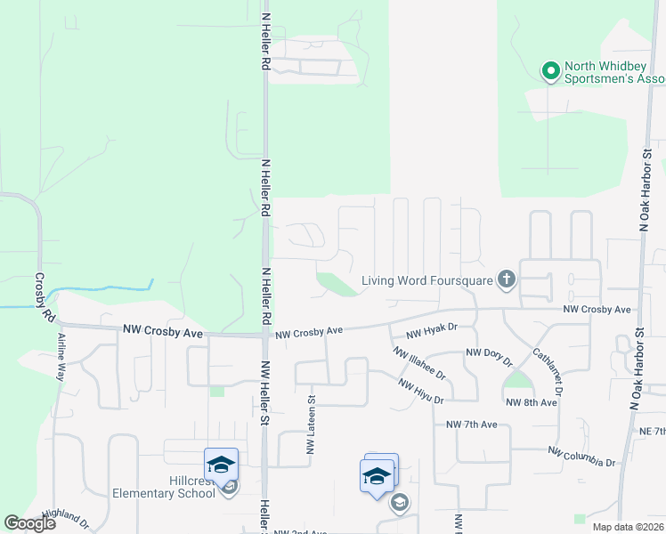 map of restaurants, bars, coffee shops, grocery stores, and more near 1193 Northwest Redwing Drive in Oak Harbor