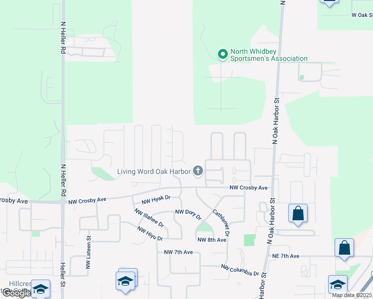 map of restaurants, bars, coffee shops, grocery stores, and more near 1454 Northwest Falls Creek Loop in Oak Harbor