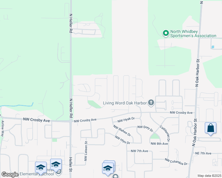 map of restaurants, bars, coffee shops, grocery stores, and more near 700 Northwest Crosby Avenue in Oak Harbor