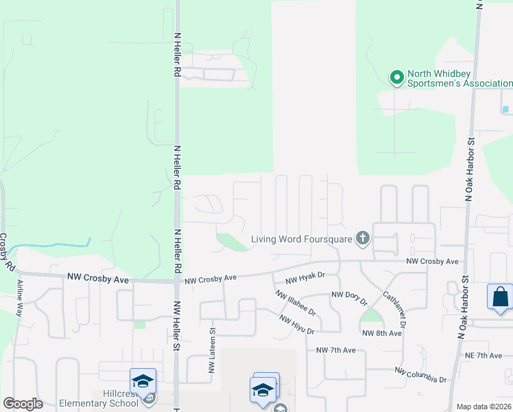map of restaurants, bars, coffee shops, grocery stores, and more near 1393 Kathleen Drive in Oak Harbor