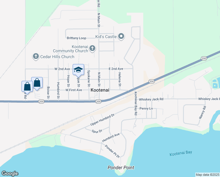map of restaurants, bars, coffee shops, grocery stores, and more near in Kootenai