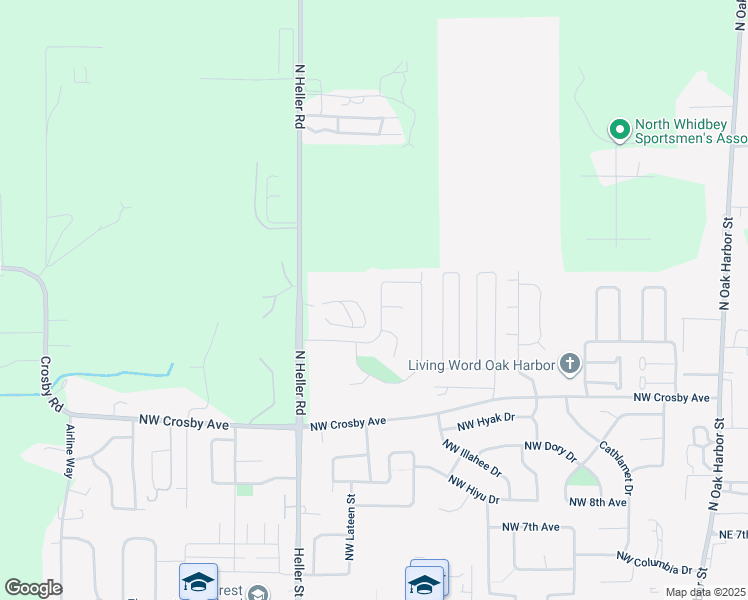 map of restaurants, bars, coffee shops, grocery stores, and more near 1150 Redwing Street in Oak Harbor