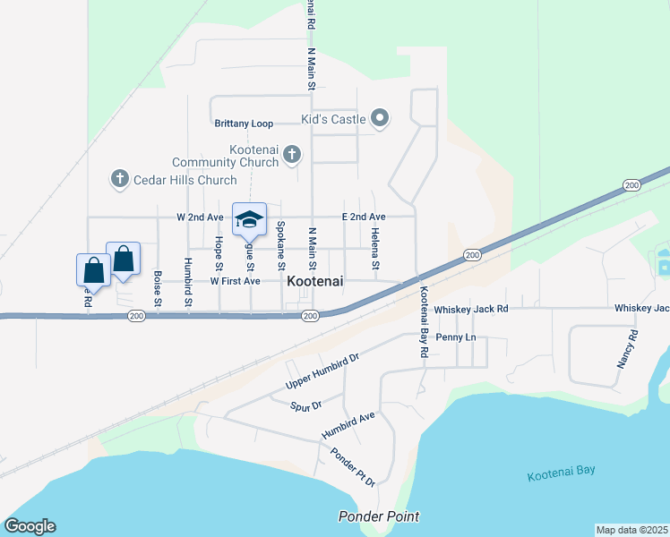 map of restaurants, bars, coffee shops, grocery stores, and more near in Kootenai