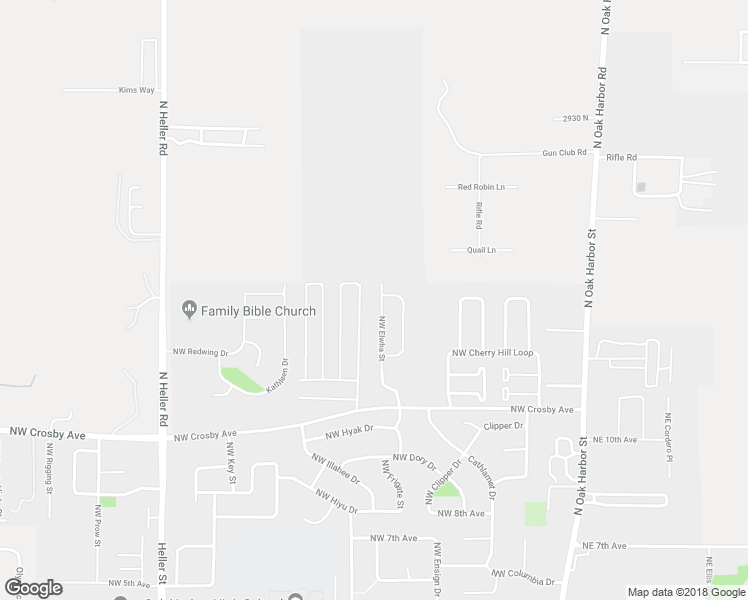 map of restaurants, bars, coffee shops, grocery stores, and more near 1459 Northwest Elwha Street in Oak Harbor