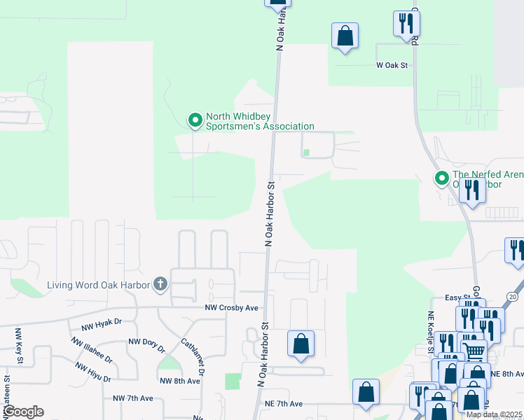 map of restaurants, bars, coffee shops, grocery stores, and more near 2809 North Oak Harbor Road in Oak Harbor