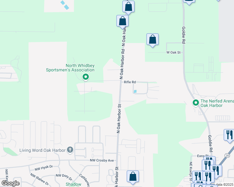 map of restaurants, bars, coffee shops, grocery stores, and more near 2861 North Oak Harbor Road in Oak Harbor