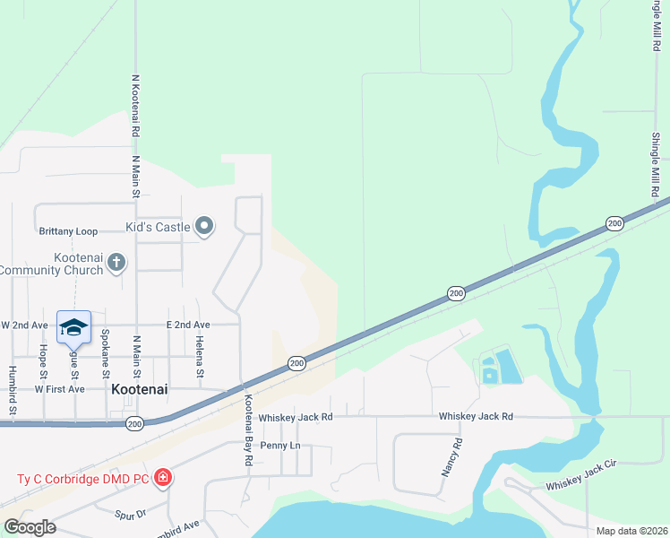map of restaurants, bars, coffee shops, grocery stores, and more near 121 Providence Road in Sandpoint
