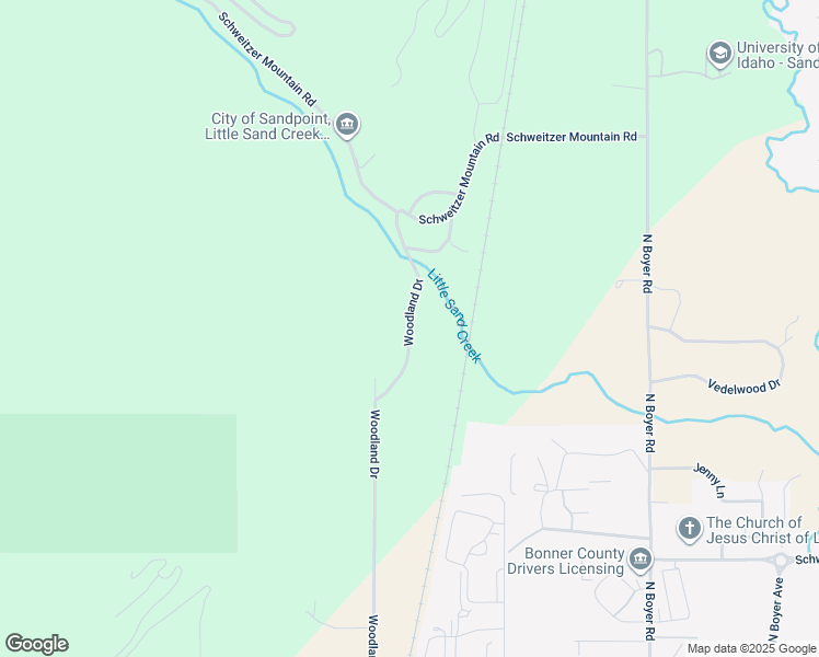map of restaurants, bars, coffee shops, grocery stores, and more near 773 Woodland Drive in Sandpoint