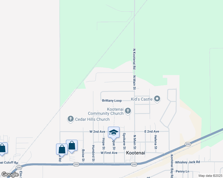 map of restaurants, bars, coffee shops, grocery stores, and more near 219 Brittany Loop in Sandpoint