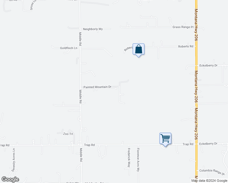 map of restaurants, bars, coffee shops, grocery stores, and more near Jay Hawk Ln in Columbia Falls