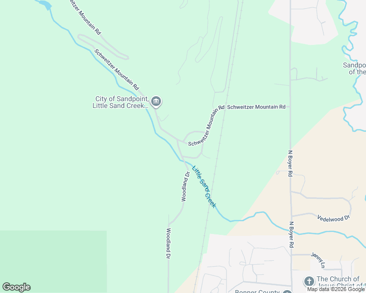 map of restaurants, bars, coffee shops, grocery stores, and more near 931 Woodland Drive in Sandpoint