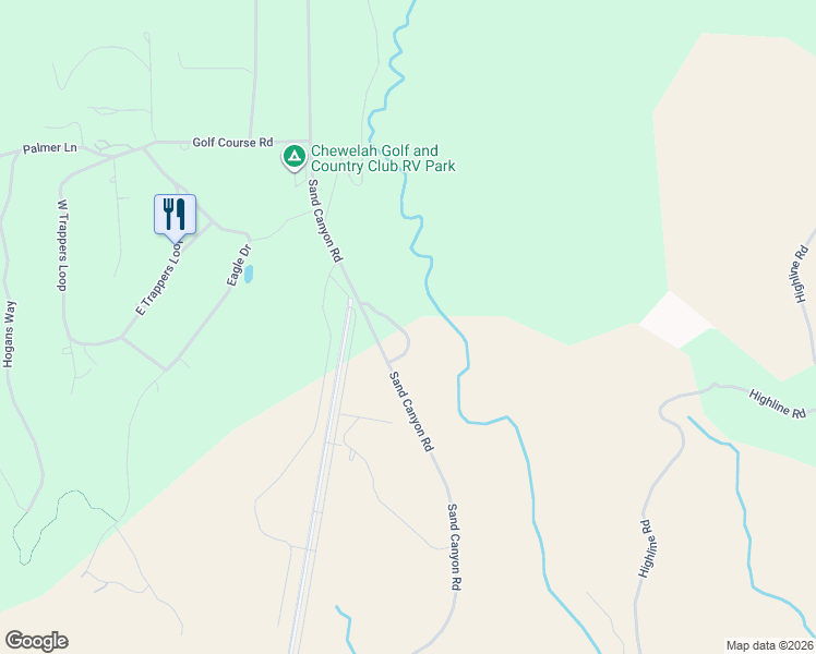 map of restaurants, bars, coffee shops, grocery stores, and more near 2419 Sand Canyon Road in Chewelah
