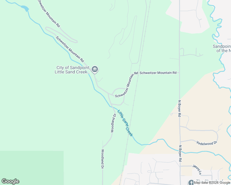 map of restaurants, bars, coffee shops, grocery stores, and more near 931 Woodland Drive in Sandpoint