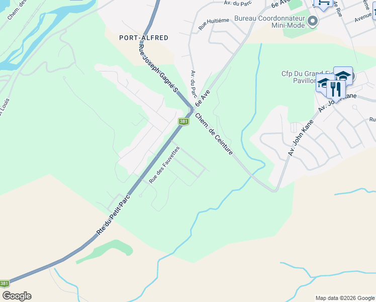 map of restaurants, bars, coffee shops, grocery stores, and more near 1070 Rue des Colibris in Saguenay