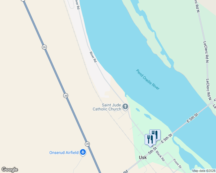 map of restaurants, bars, coffee shops, grocery stores, and more near 305 River Road in Usk