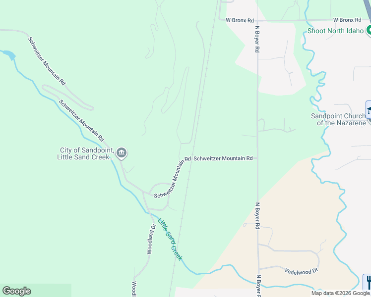 map of restaurants, bars, coffee shops, grocery stores, and more near 1 Granite Ridge Drive East in Sandpoint