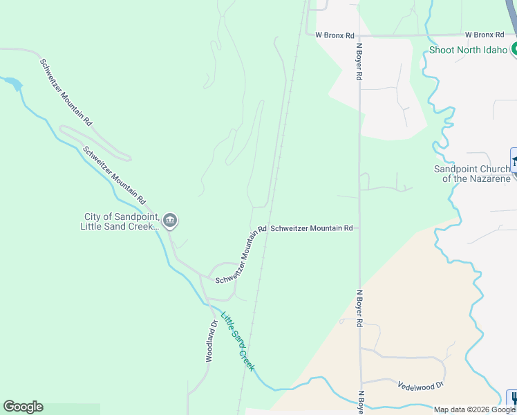 map of restaurants, bars, coffee shops, grocery stores, and more near 1 Granite Ridge Dr E in Sandpoint