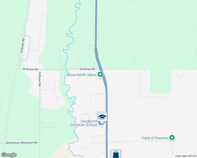 map of restaurants, bars, coffee shops, grocery stores, and more near 47833 8 Highway 95 in Ponderay