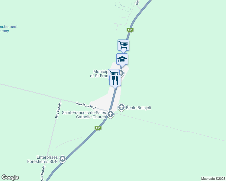 map of restaurants, bars, coffee shops, grocery stores, and more near 562 Rue Principale in Saint-François-de-Sales