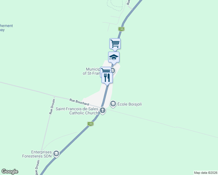 map of restaurants, bars, coffee shops, grocery stores, and more near 569 Rue Principale in Saint-François-de-Sales
