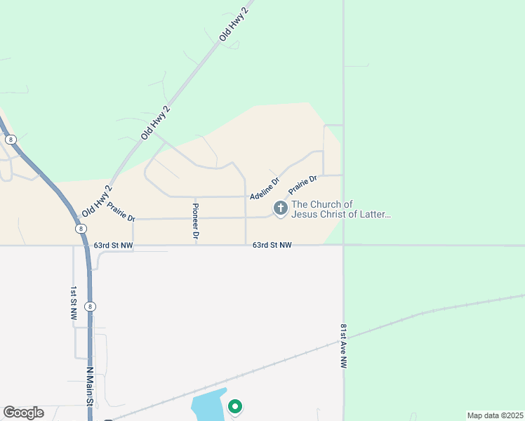 map of restaurants, bars, coffee shops, grocery stores, and more near 319 Prairie Drive in Stanley
