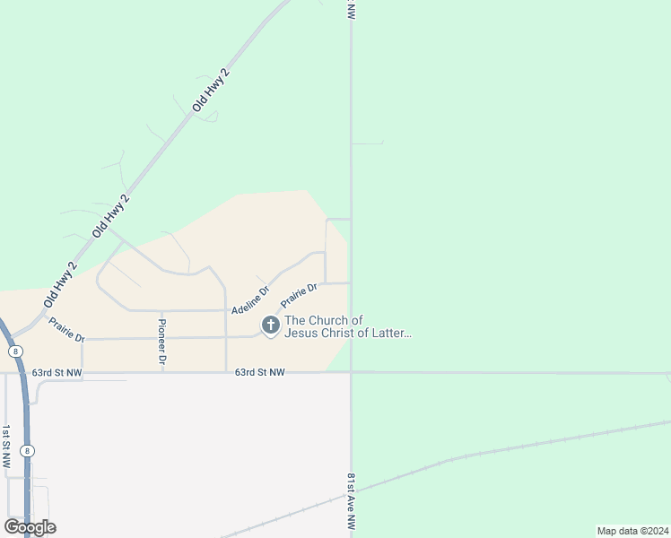map of restaurants, bars, coffee shops, grocery stores, and more near 301 Prairie Drive in Stanley
