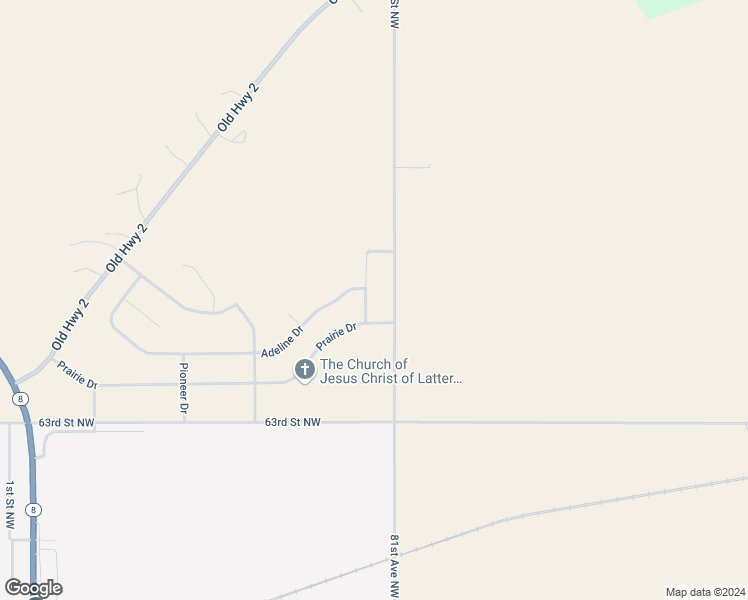 map of restaurants, bars, coffee shops, grocery stores, and more near 301 Prairie Drive in Stanley