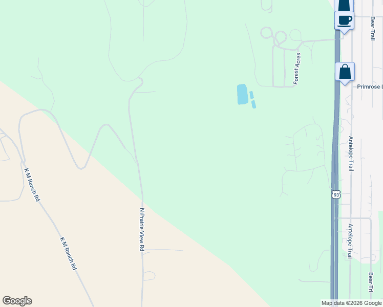 map of restaurants, bars, coffee shops, grocery stores, and more near 289 Baker Heights Drive in Whitefish