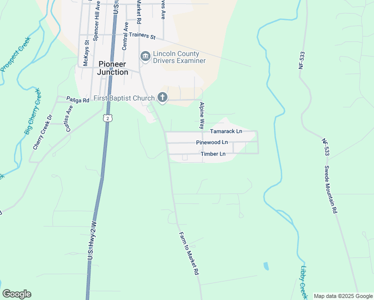 map of restaurants, bars, coffee shops, grocery stores, and more near 83 Timber Lane in Libby