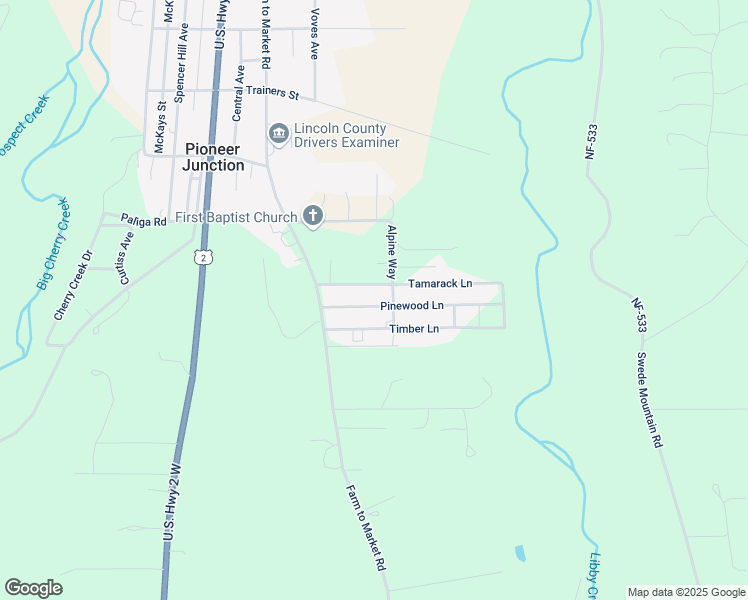 map of restaurants, bars, coffee shops, grocery stores, and more near 83 Timber Ln in Libby