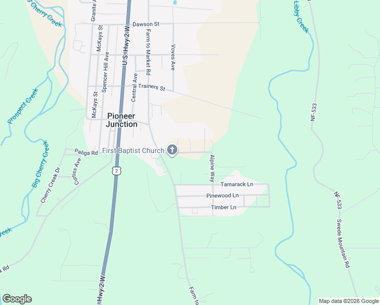 map of restaurants, bars, coffee shops, grocery stores, and more near 255 Granny Garden Road in Libby