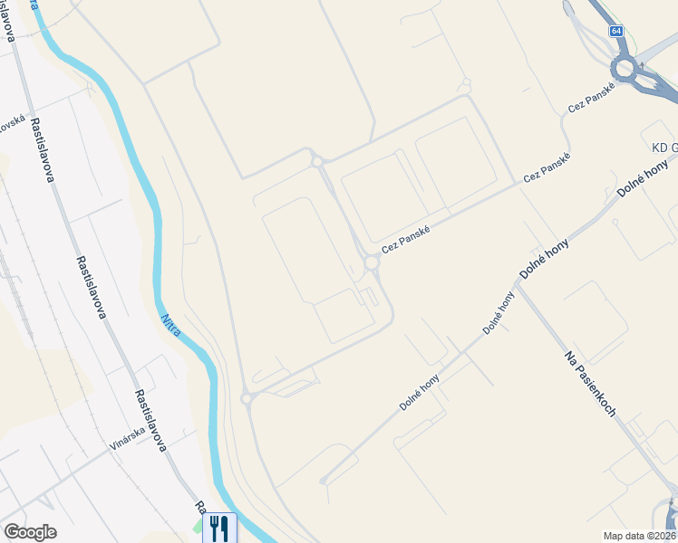 map of restaurants, bars, coffee shops, grocery stores, and more near 11 Cez Panské in Lužianky