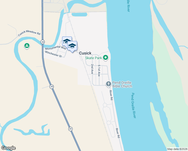 map of restaurants, bars, coffee shops, grocery stores, and more near 307 2nd Avenue in Cusick