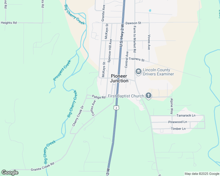 map of restaurants, bars, coffee shops, grocery stores, and more near Granite Creek Road in Libby