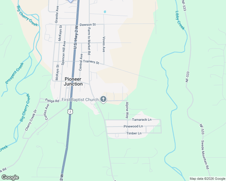 map of restaurants, bars, coffee shops, grocery stores, and more near 255-329 Granny Garden Road in Libby