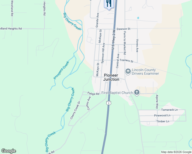 map of restaurants, bars, coffee shops, grocery stores, and more near 93 Bowkers Road in Libby