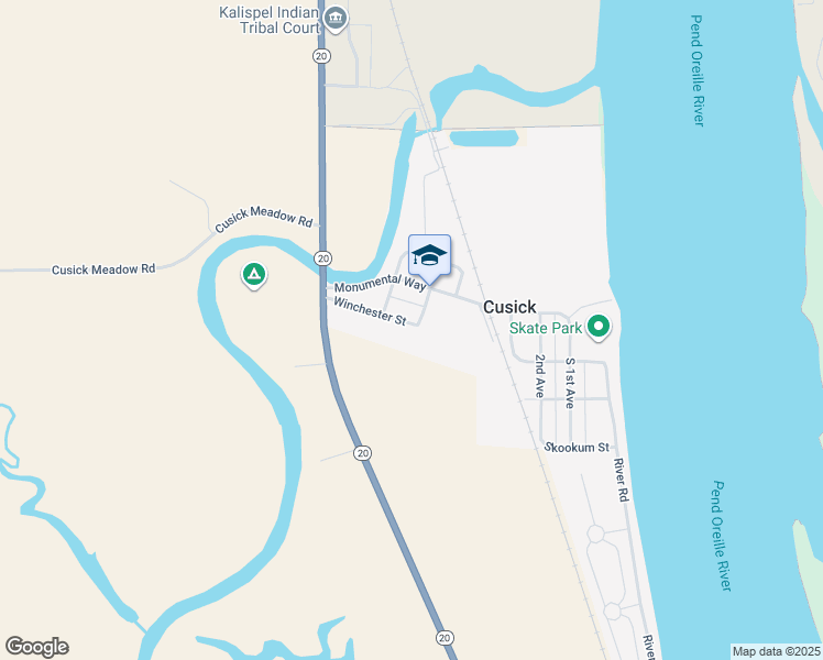 map of restaurants, bars, coffee shops, grocery stores, and more near 413 Winchester Street in Cusick