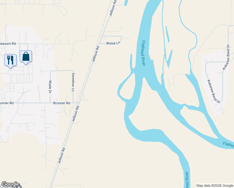 map of restaurants, bars, coffee shops, grocery stores, and more near 995 Jellison Road in Columbia Falls