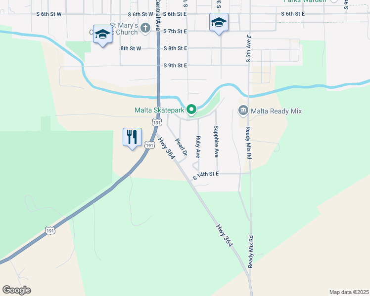 map of restaurants, bars, coffee shops, grocery stores, and more near 211 Pearl Drive in Malta
