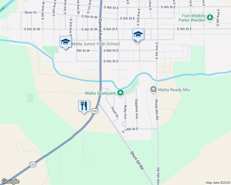 map of restaurants, bars, coffee shops, grocery stores, and more near 303 Agate Avenue in Malta