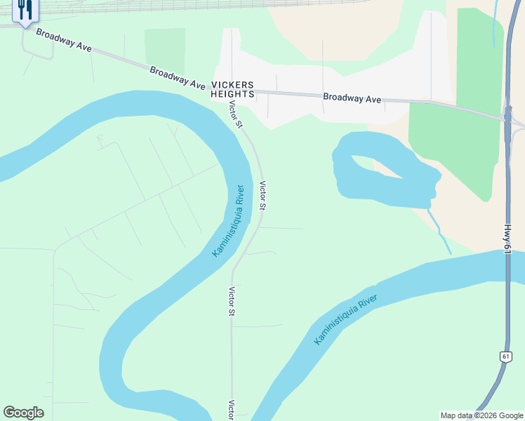 map of restaurants, bars, coffee shops, grocery stores, and more near 1456 Victor Street in Thunder Bay