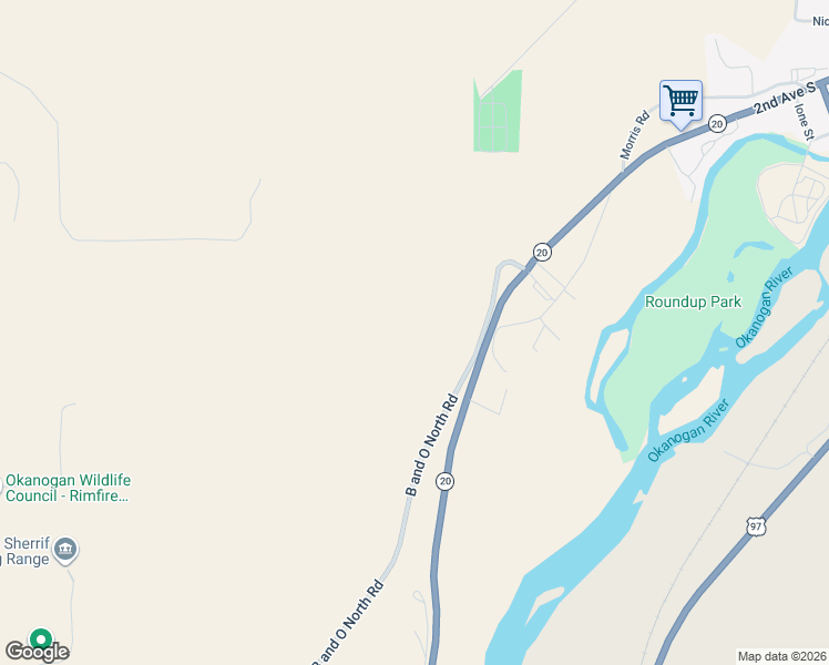 map of restaurants, bars, coffee shops, grocery stores, and more near in Okanogan