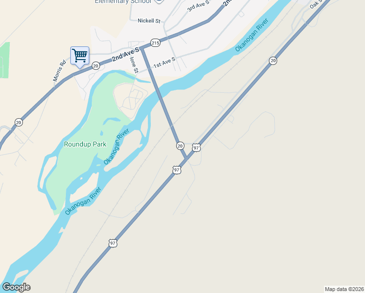 map of restaurants, bars, coffee shops, grocery stores, and more near 99 Crowder Road in Okanogan