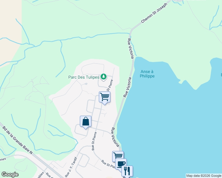 map of restaurants, bars, coffee shops, grocery stores, and more near 1902 Rue Saint-Pierre in Saguenay