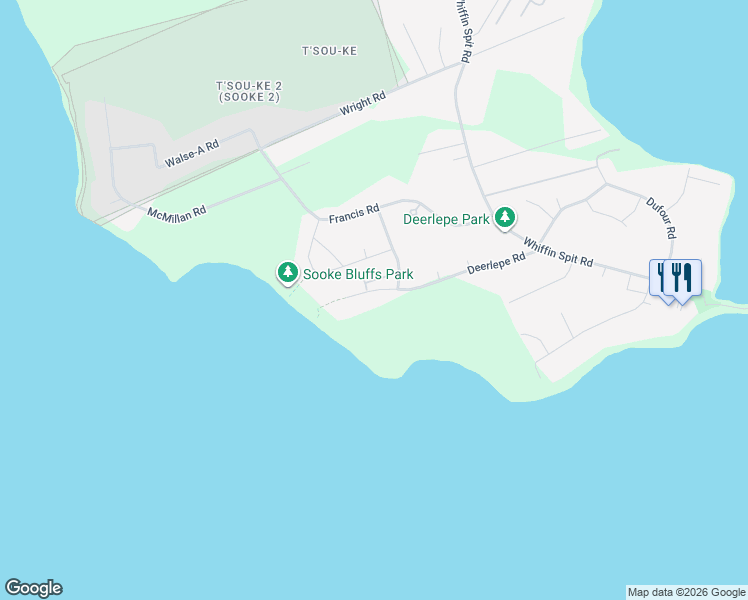 map of restaurants, bars, coffee shops, grocery stores, and more near 7205 Austins Place in Sooke