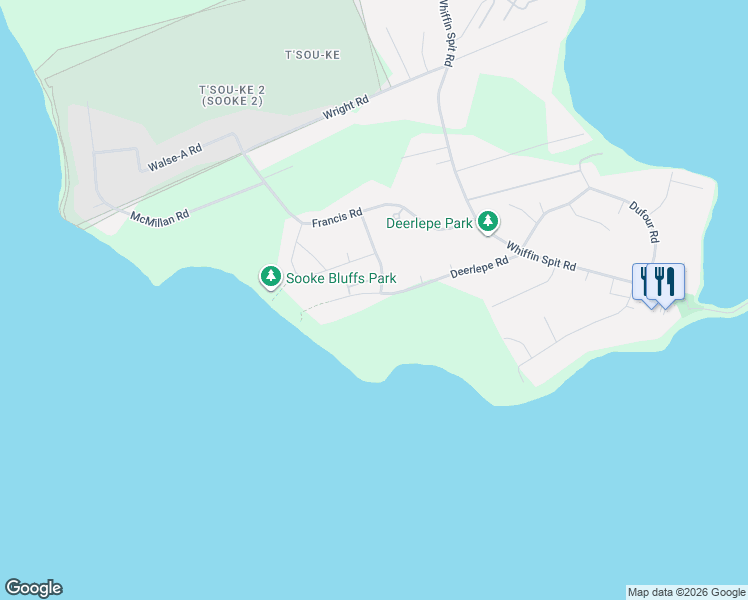 map of restaurants, bars, coffee shops, grocery stores, and more near 7205 Austins Place in Sooke